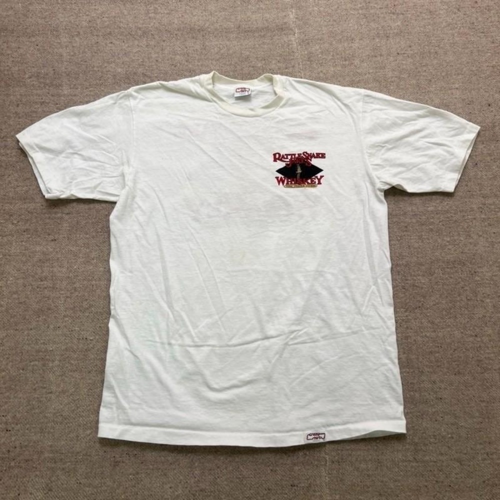 Vintage Rattlesnake Whiskey‎ Shirt Mens Large White 1980s Crazy Shirts